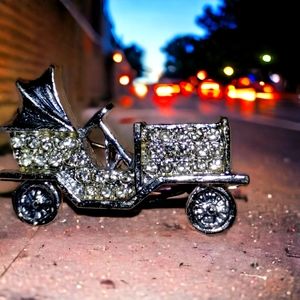 Old vintage rhinestone streetcar brooch